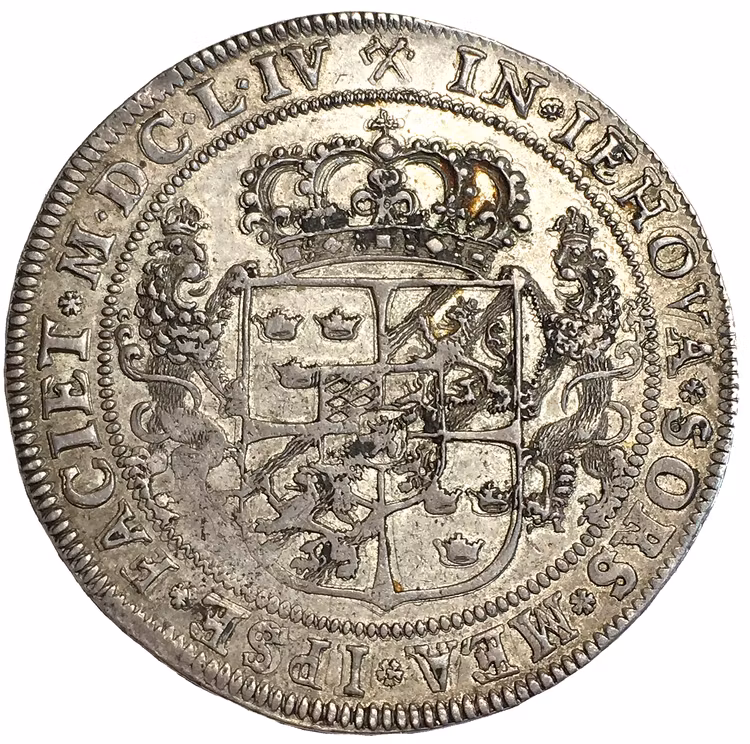 Karl X Gustav Riksdaler 1654 - Vackert exemplar med stämpelglans