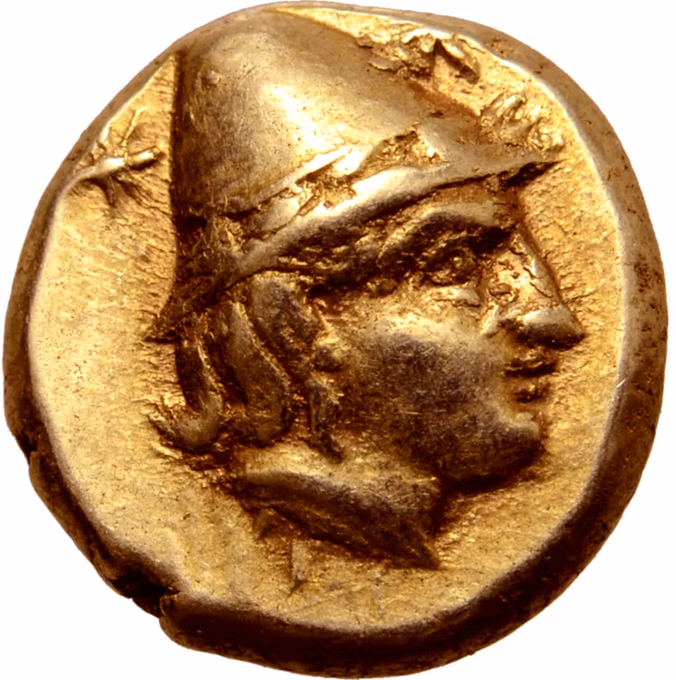 Lesbos, Mytilene, Hekte ca 377-326 f.Kr - Vackert exemplar GULD