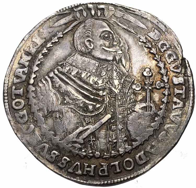 Gustav II Adolf, WÜRZBURG, Taler 1632 - Vackert exemplar med guldskimrande präglingsglans