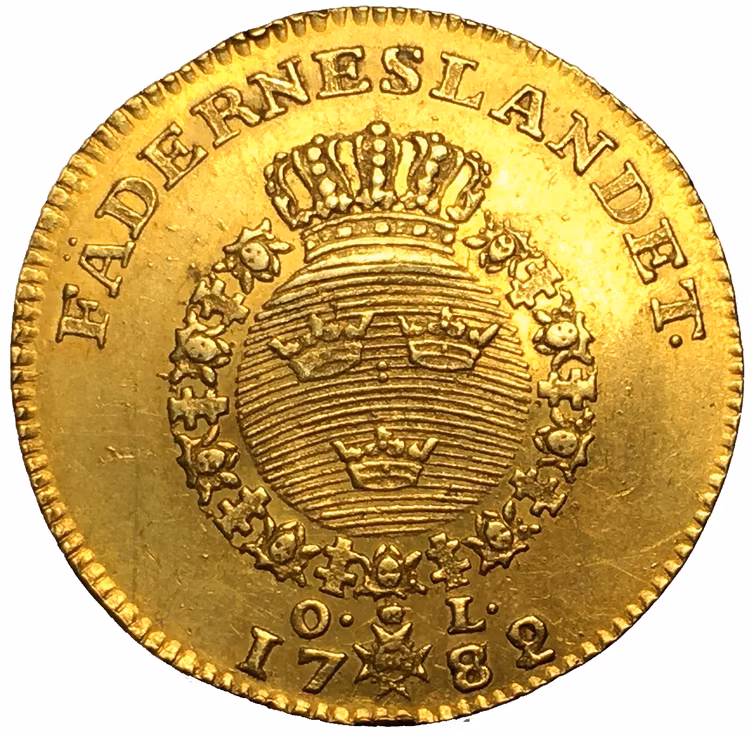 Gustav III Dukat 1782 på 79 - Endast 16 kända exemplar i privat ägo - VACKERT EXEMPLAR