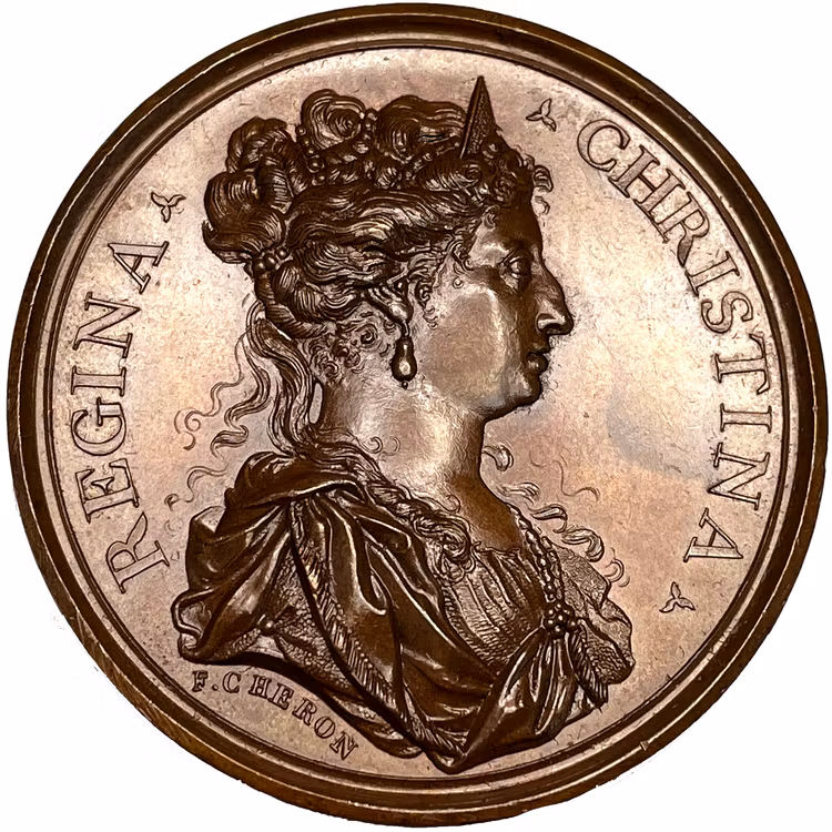 Drottning Kristina - Besöket i Paris 1656 och förhandling om kungadömet Neapel av Charles Cheron - MYCKET SÄLLSYNT och vackert ocirkulerat exemplar -