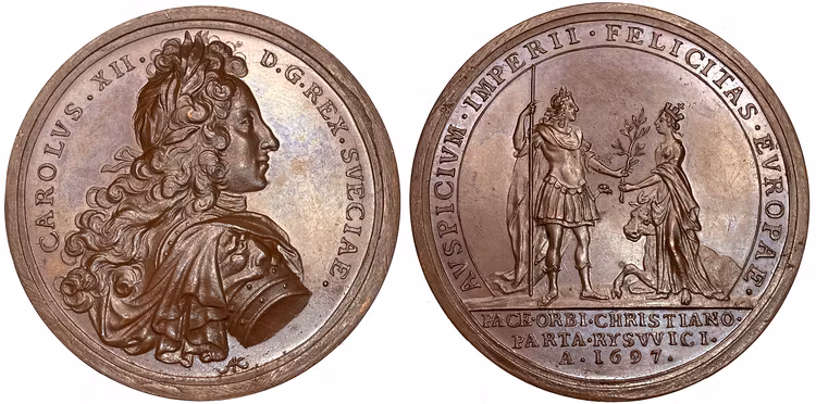 Karl XII - Freden i Ryswik 1697 - Möjligen det enda kända exemplaret - XR graverad av Arvid Karlsteen