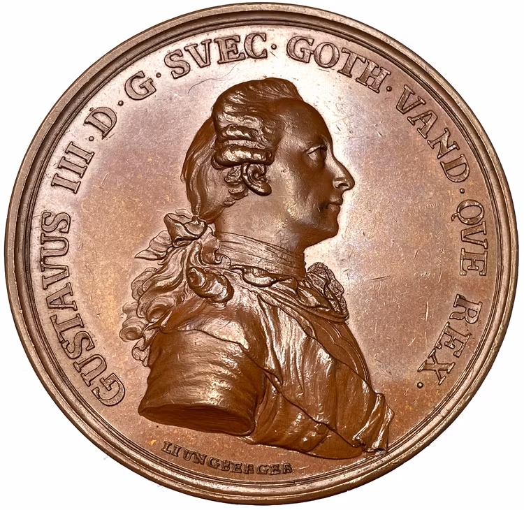 Gustav III - Gustav Vasas bildstod avtäcks 1774 av Ljungberger - MYCKET SÄLLSYNT - RR