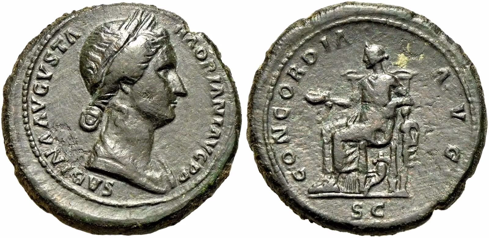 Romerska riket, Sabina (gift med Hadrianus) - As - Vackert exemplar - Sällsynt