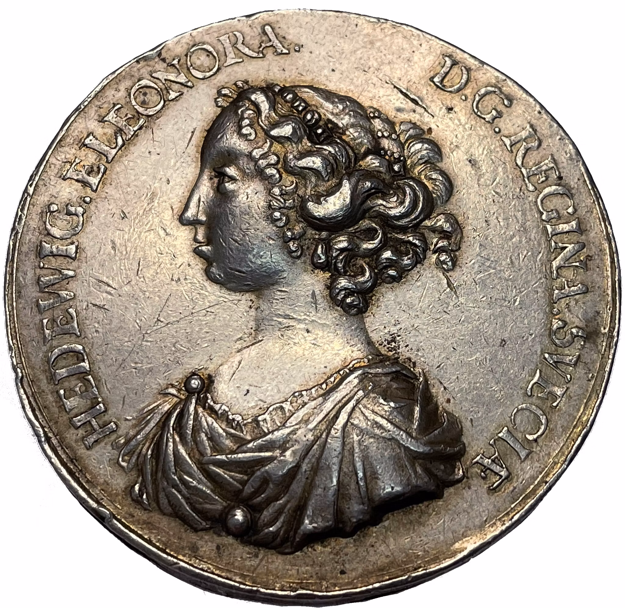 Hedvig Eleonora leder sonen Karl XI:s förmyndarregering av Johan Georg Breuer - EXTREMT SÄLLSYNT - RRR och lyxexemplar för medaljtypen