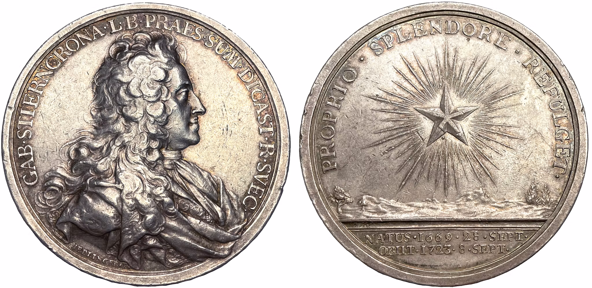 Gabriel Stierncrona 1724 - Sveriges första justitiekansler av Johann Carl Hedlinger - MYCKET SÄLLSYNT RR - Ex. Bonde