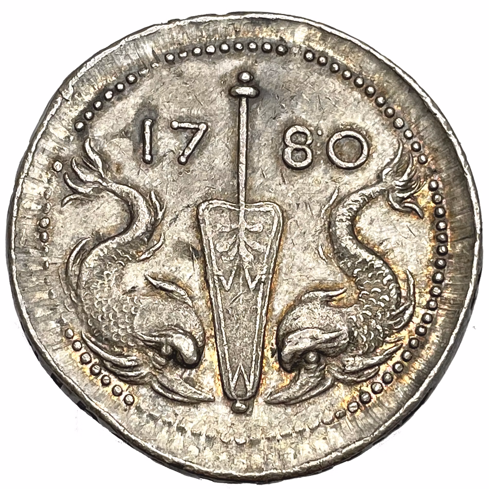 Henrik af Trolle,  (1730-1784) Generalamiral i svenska flottan - minnesmedalj i silver utdelad 1784 till officerarna - MYCKET VACKER OCH MYCKET SÄLLSYNT!