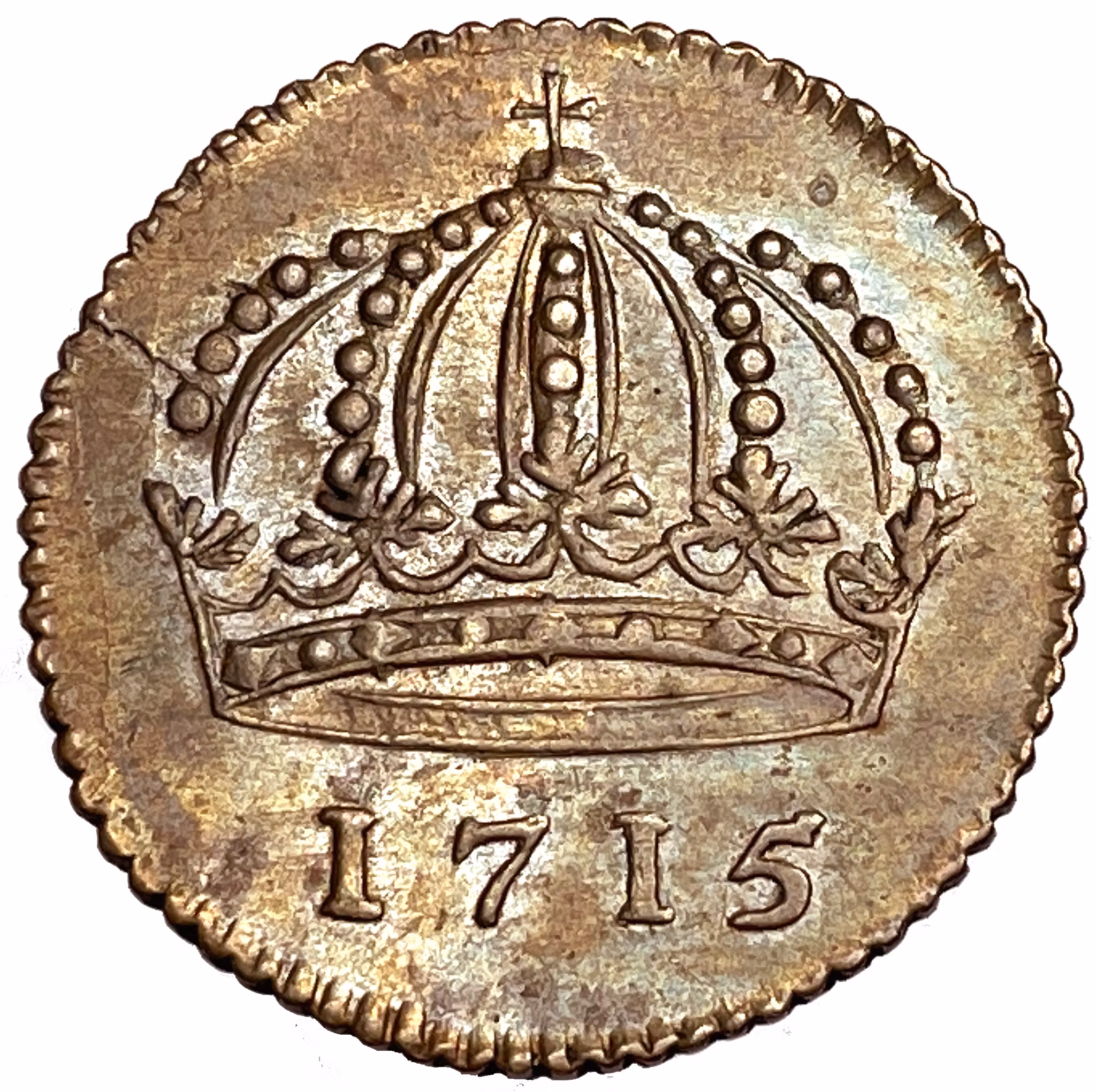 Karl XII - Nödmynt kronan 1715 - Vackert ocirkulerat exemplar - Sällsynt i denna kvalitet