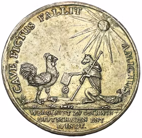 Gustav II Adolf - Fördraget i Bärwalde 1631 - Satirisk medaljpräglad Taler av Christian Maler - SÄLLSYNT