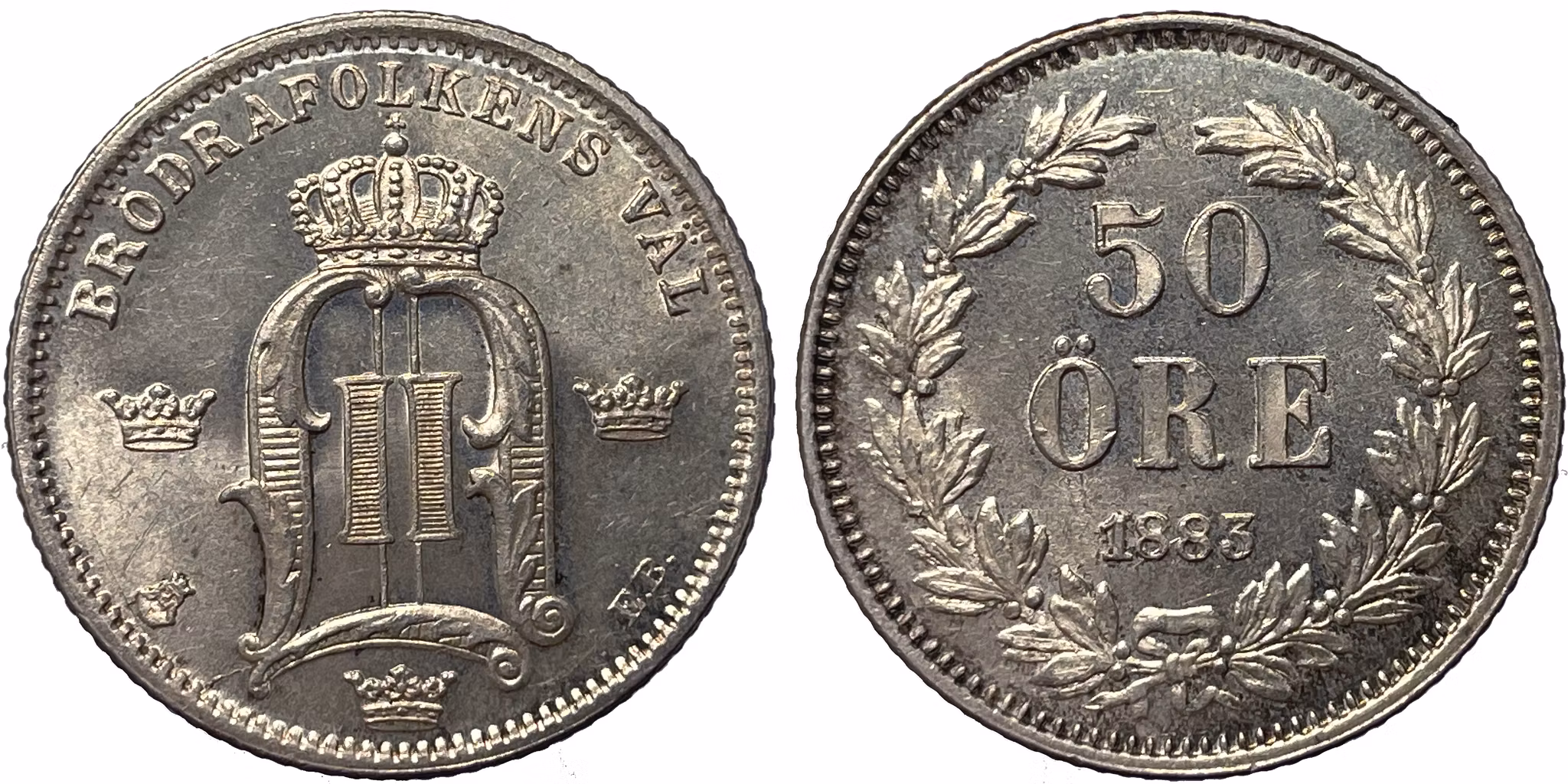 Oskar II - 50 Öre 1883 - Ett vackert ocirkulerat exemplar