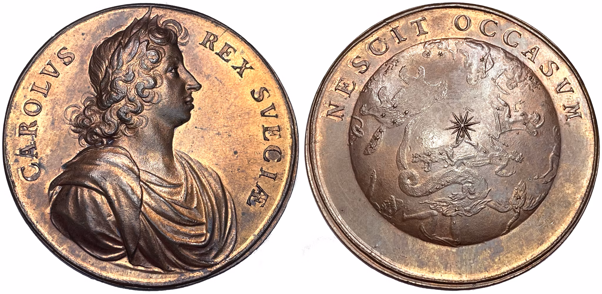 Karl XI, ca 1681 - Sveriges välstånd och självständighet - Toppexemplar graverad av Arvid Karlsteen