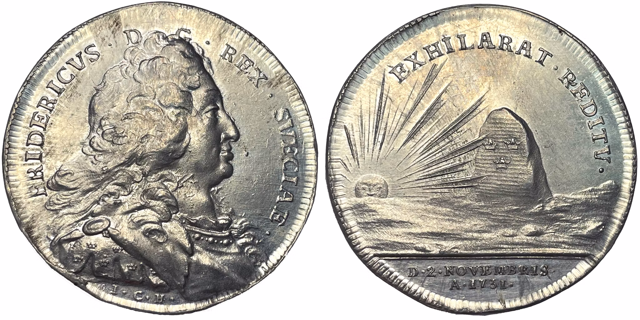 Fredrik I - Hemkomsten från Hessen 1731 av Johan Carl Hedlinger - Toppexemplar - Mycket sällsynt