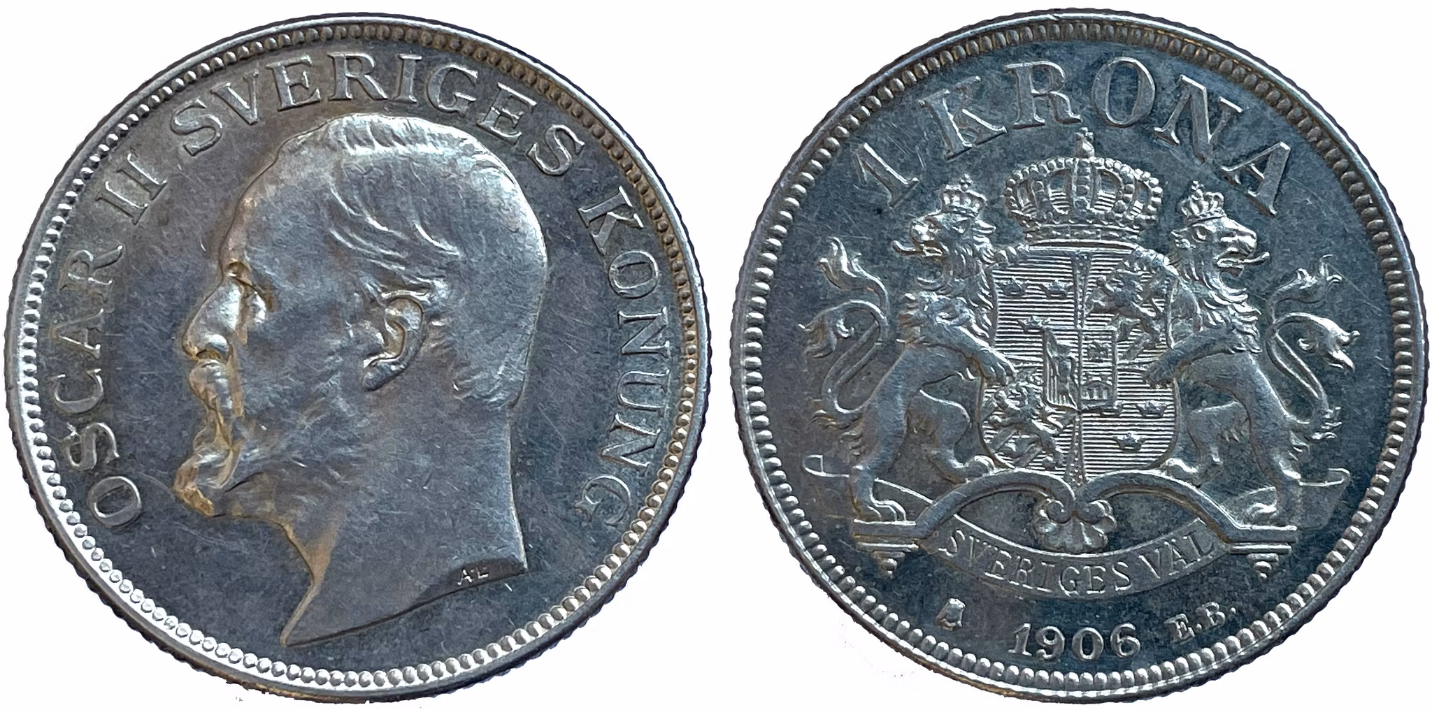 Oskar II - 1 Krona 1906 - Vackert exemplar med djupt glänsande fält med spegelkaraktär