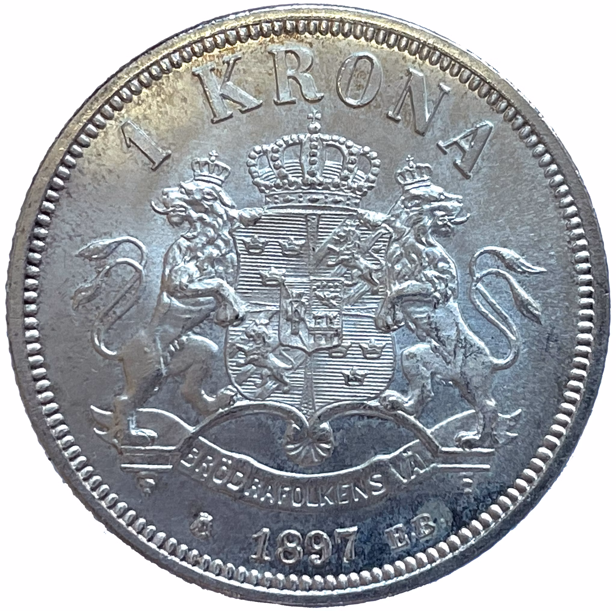 Oskar II - 1 Krona 1897- Ett ocirkulerat toppexemplar