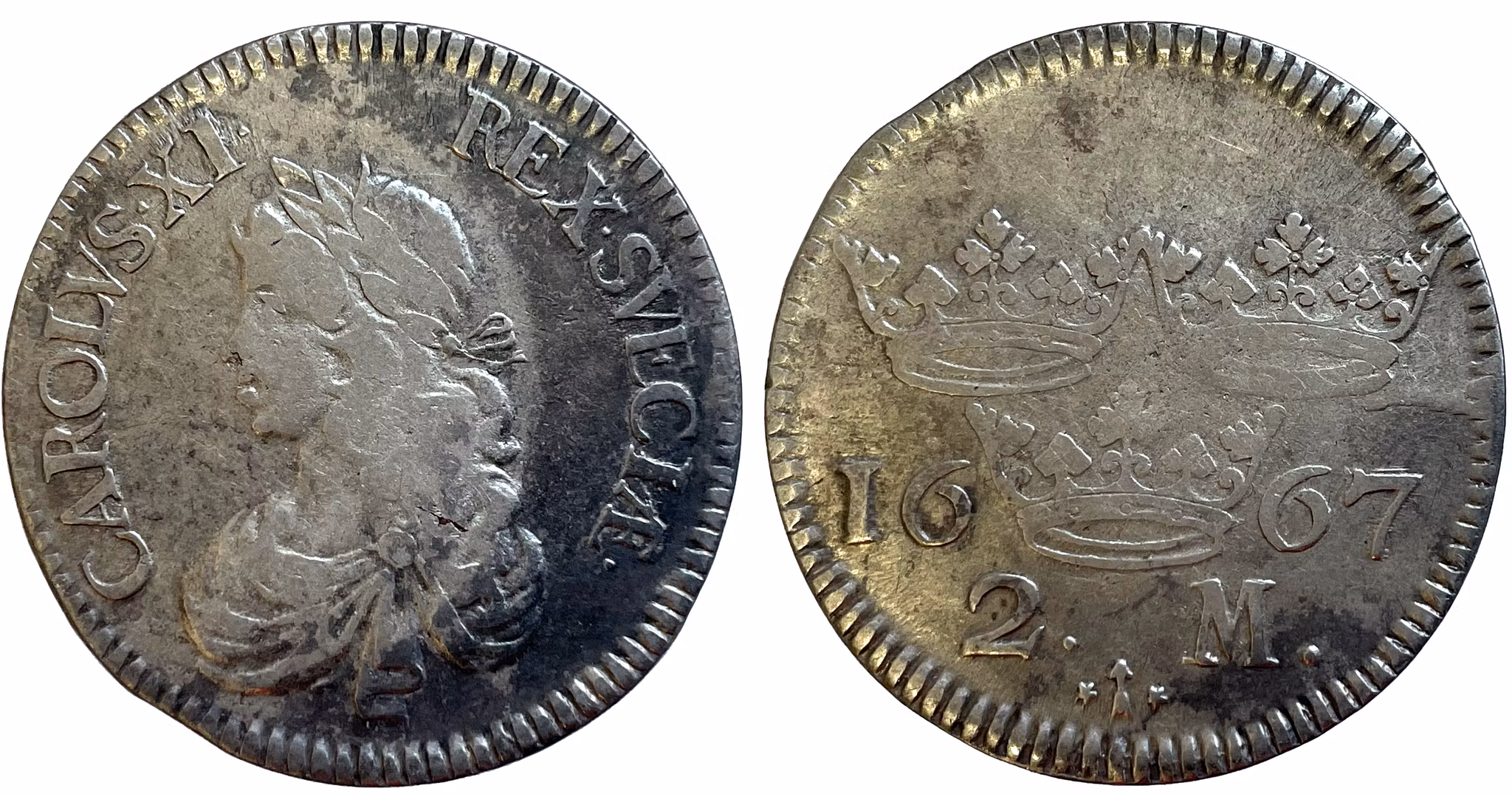 Karl XI - 2 Mark 1667, ompunsad 7:a