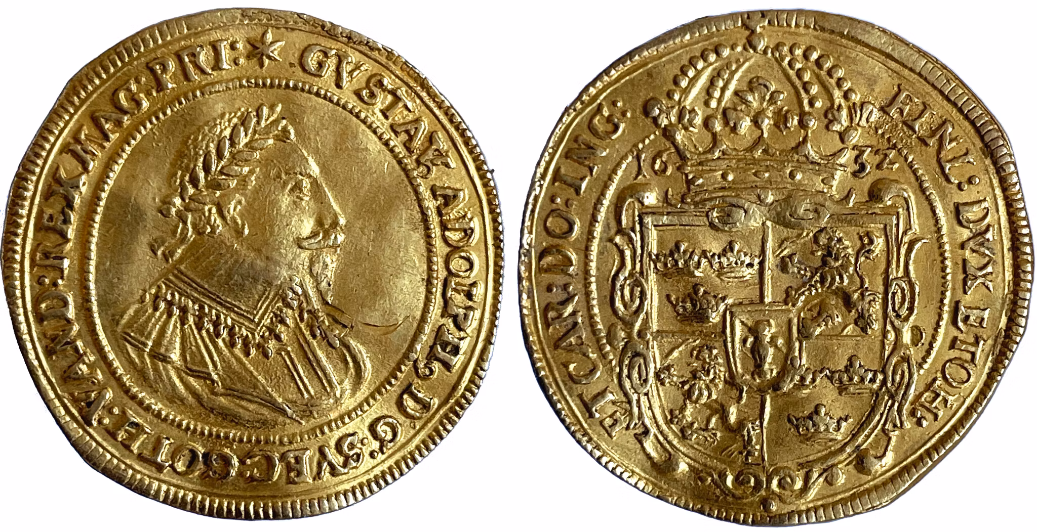 Gustav II Adolf, Nürnberg, Dukat 1632 - Vackert exemplar med präglingsglans