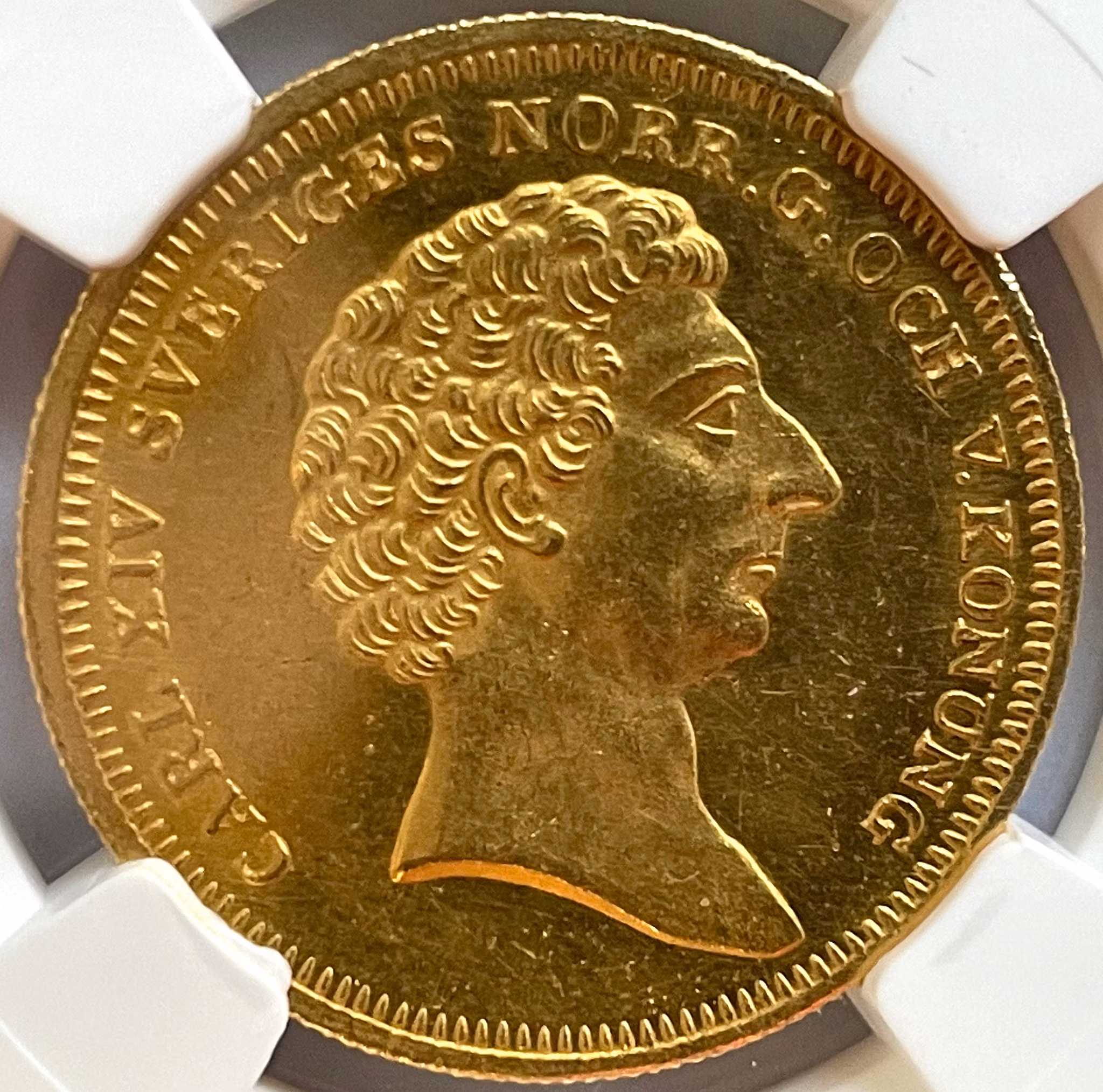 Karl XIV Johan - 4 Dukater 1838 - Ett vackert ocirkulerat exemplar