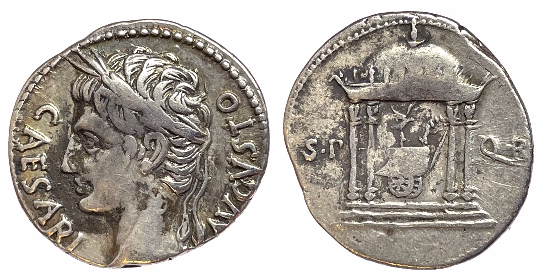 Augustus 27 f.Kr-14 e.Kr, Spanien, Colonia Patricia, Denar 18 f.Kr - Sällsynt