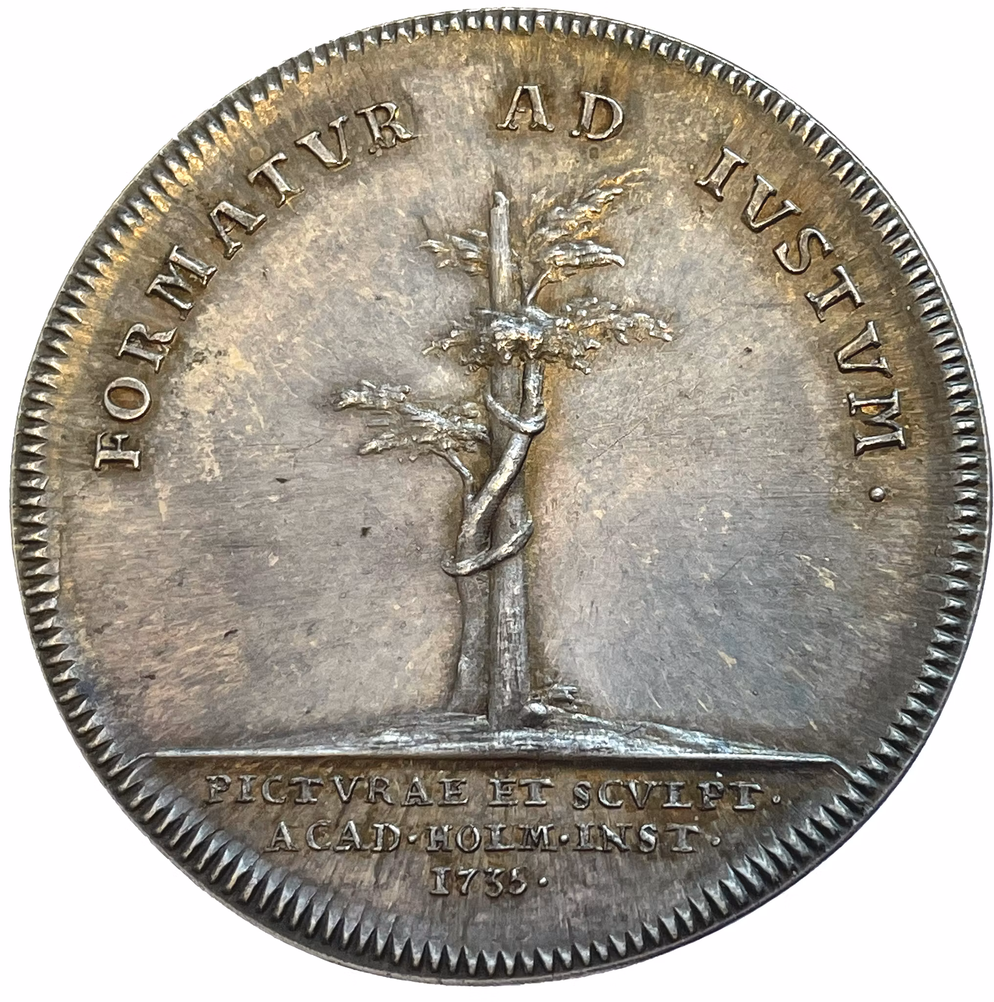 Fredrik I instiftar målar- och bildhuggarakademien 1735 av Johann Carl Hedlinger - Ett vackert ocirkulerat exemplar