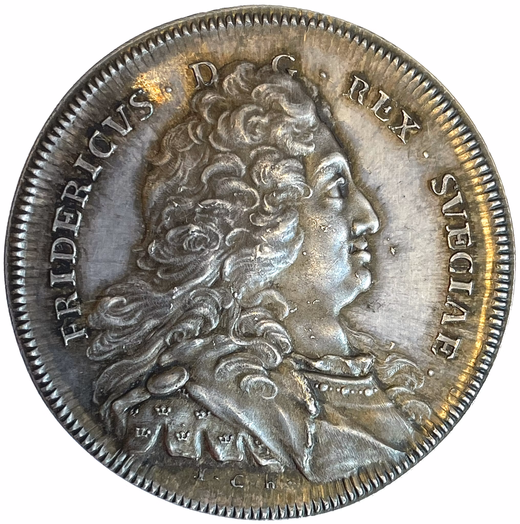 Fredrik I instiftar målar- och bildhuggarakademien 1735 av Johann Carl Hedlinger - Ett vackert ocirkulerat exemplar