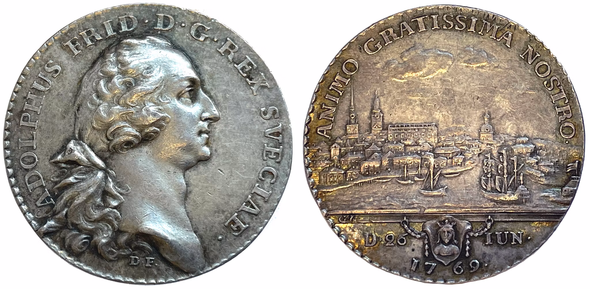 Adolf Fredrik ankommer Stockholm 1769 av Daniel Fehrman - Vacker vy över Stockholm