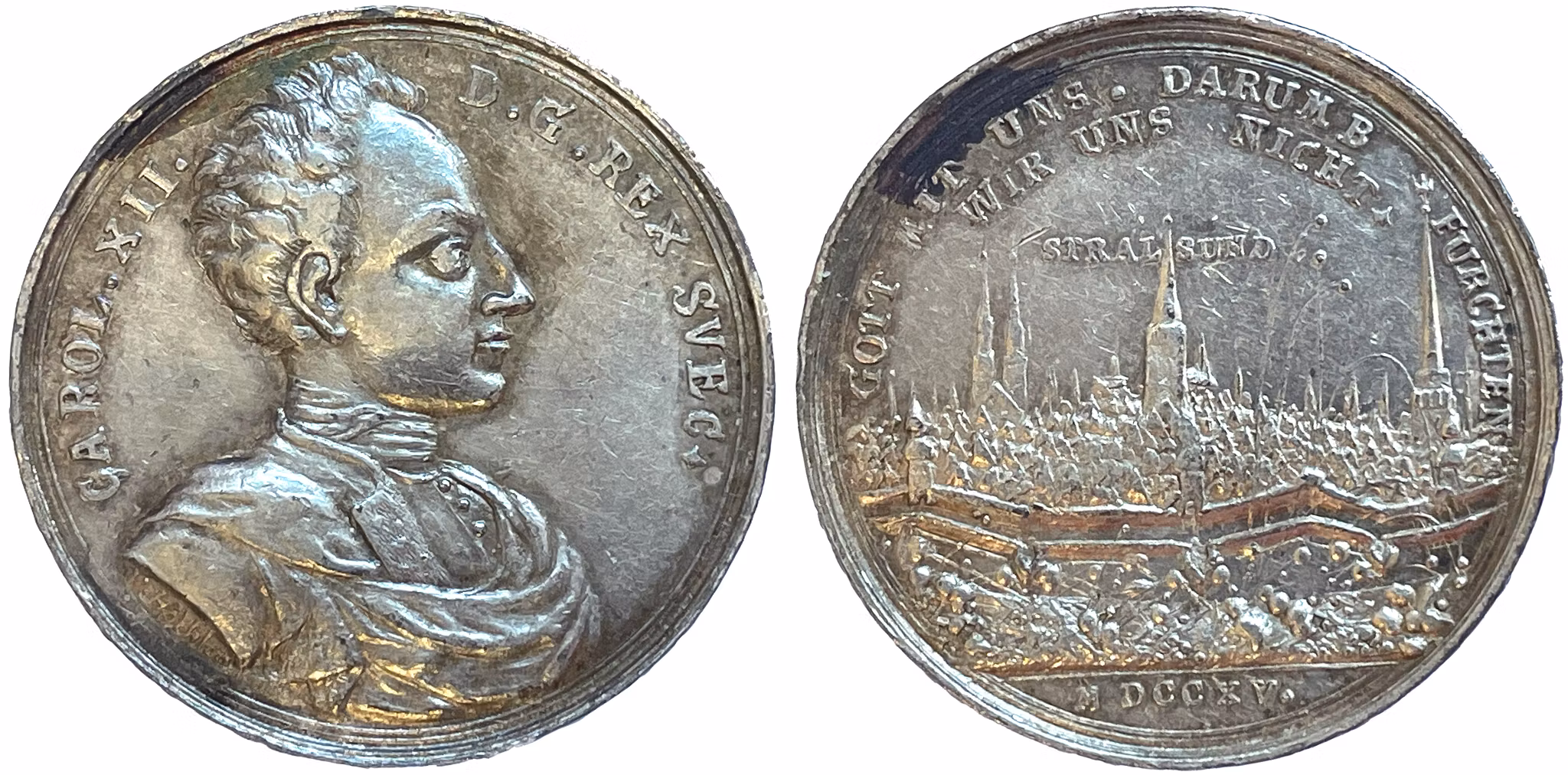 Karl XII:s trupper instängda i Stralsund som bombarderades 1715 av fiendens artilleri av Hachten - MYCKET SÄLLSYNT