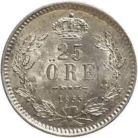 Oskar I - 25 Öre 1855 - Ett läckert ocirkulerat och underskattat mynt
