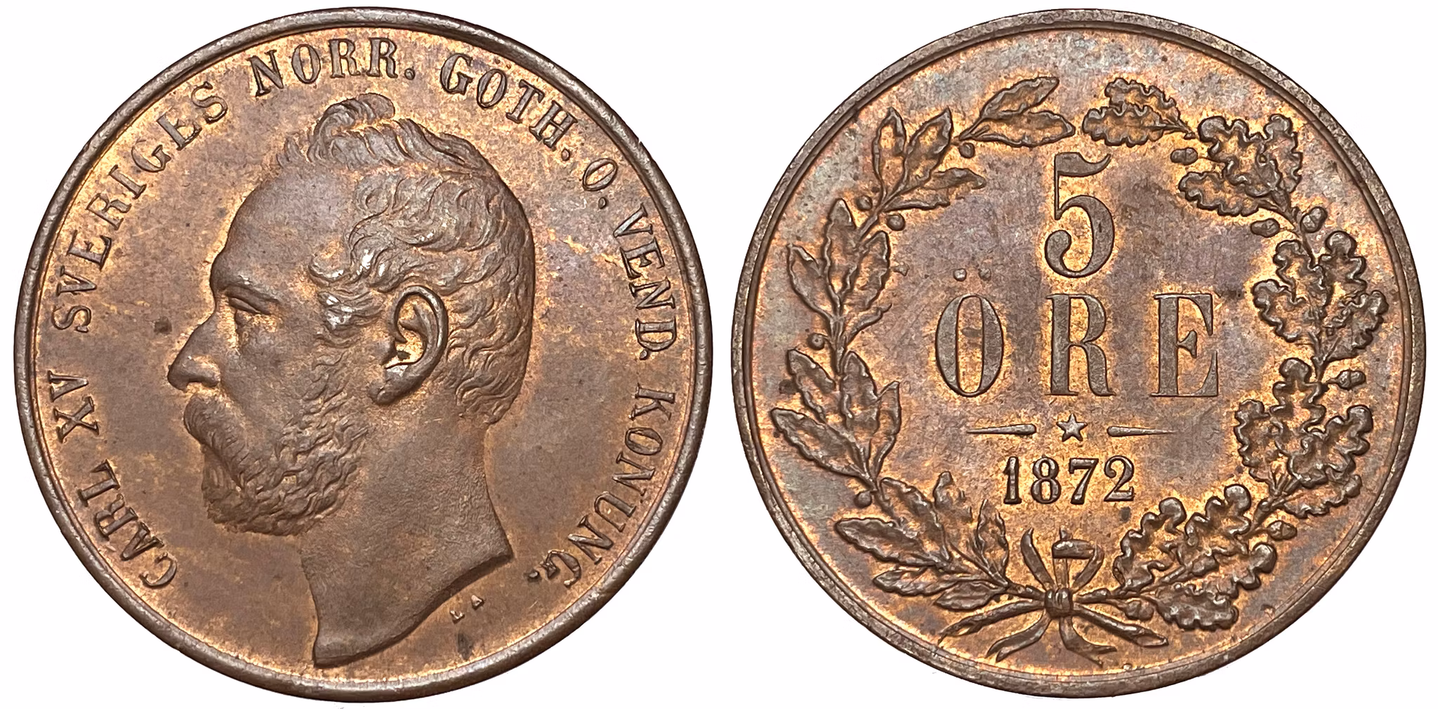 Karl XV - 5 Öre 1872 - Ett vackert ocirkulerat exemplar