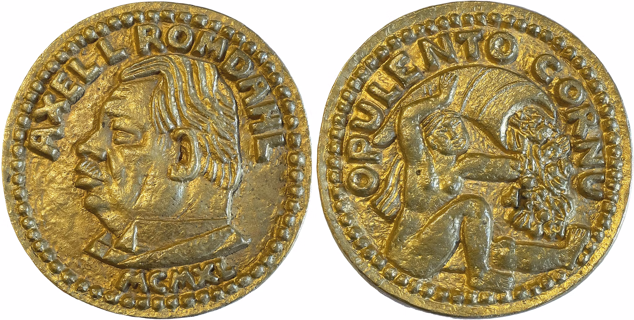 Bror Hjorth - Axel Romdahls 60-årsdag - Förgylld brons, gjuten efter originalgipsmodellen - Två kända exemplar i privat ägo - XR