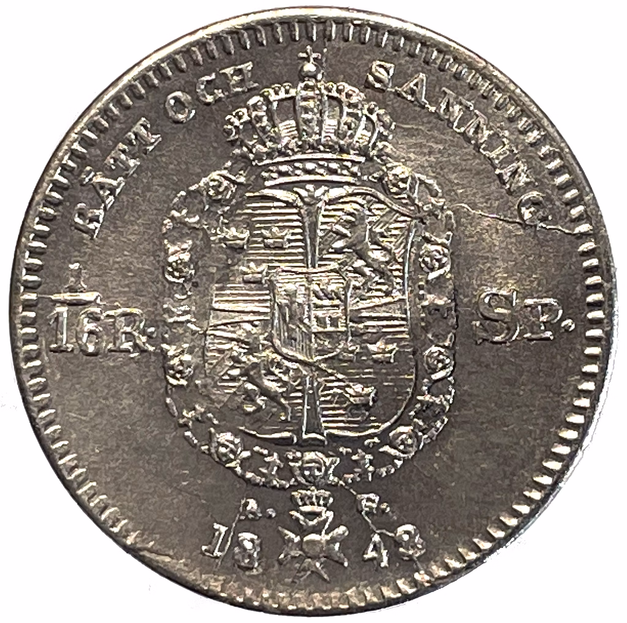 Oskar I - 1/16 Riksdaler Specie 1848 - Ett vackert ocirkulerat exemplar