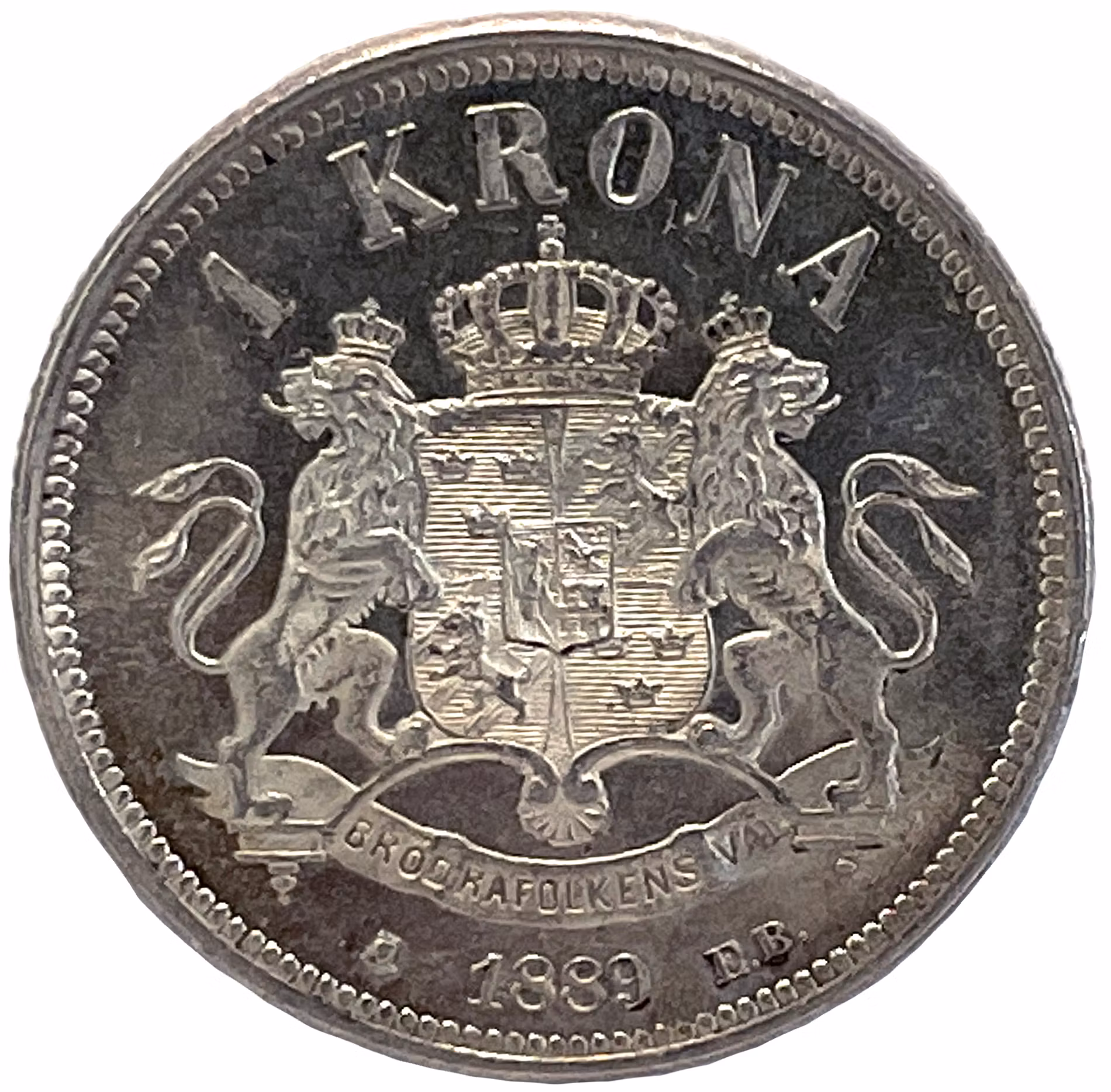 Oskar II - 1 Krona 1889 - PROOFLIKE - Frostad relief och djupt spegelglänsande karaktär i fälten