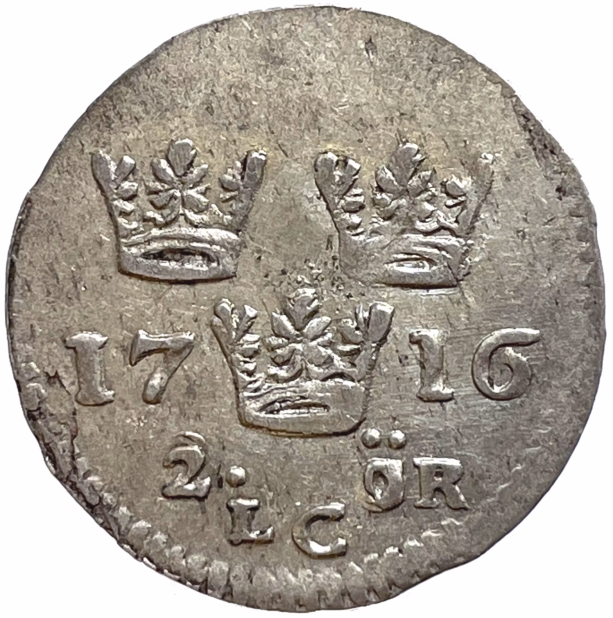 Karl XII - 2 Öre 1716 - Vackert, tekniskt ocirkulerat exemplar med fullt bevarad präglingsglans