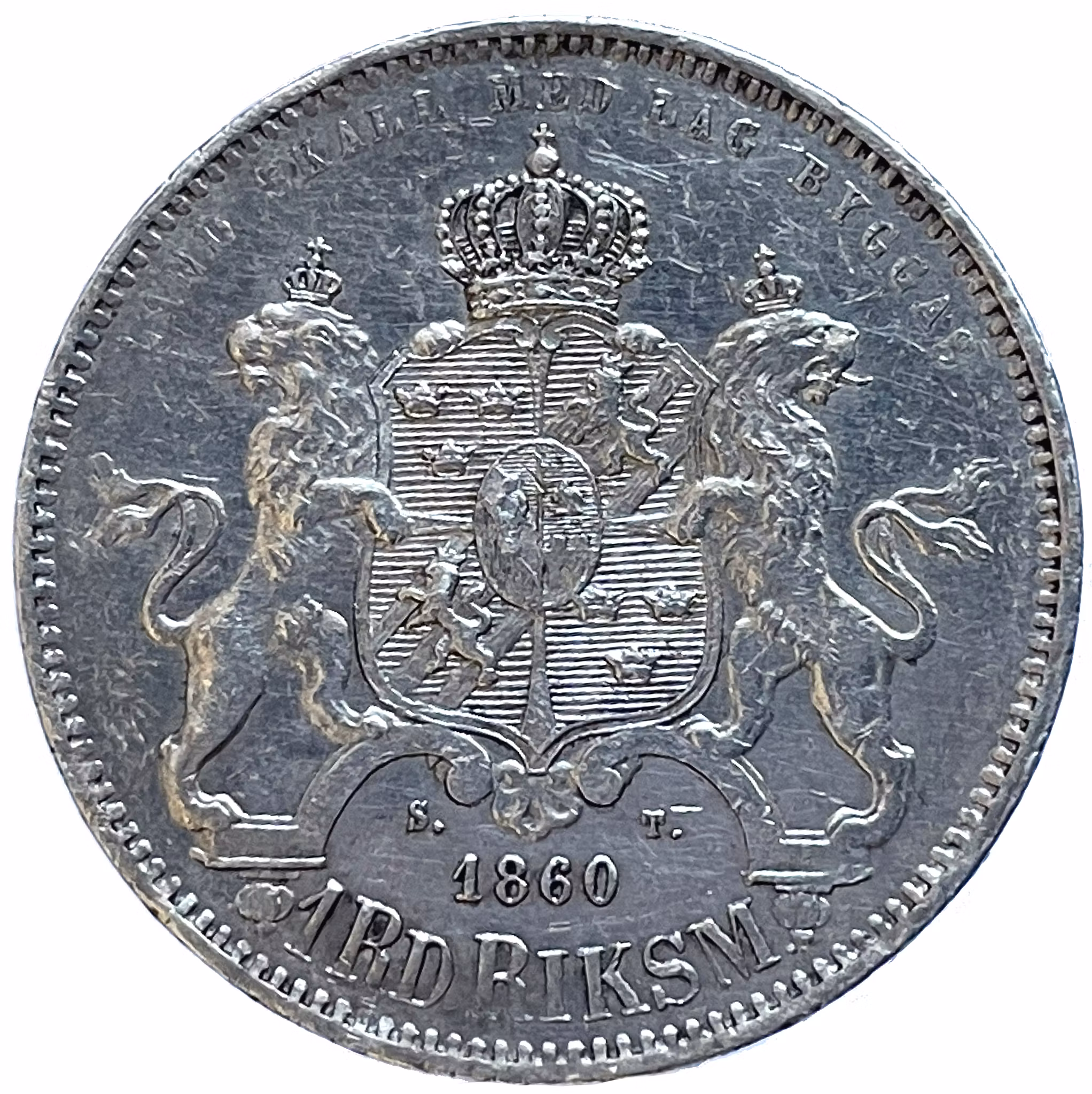 Karl XV - 1 Riksdaler Riksmynt 1860 - Härligt porträtt