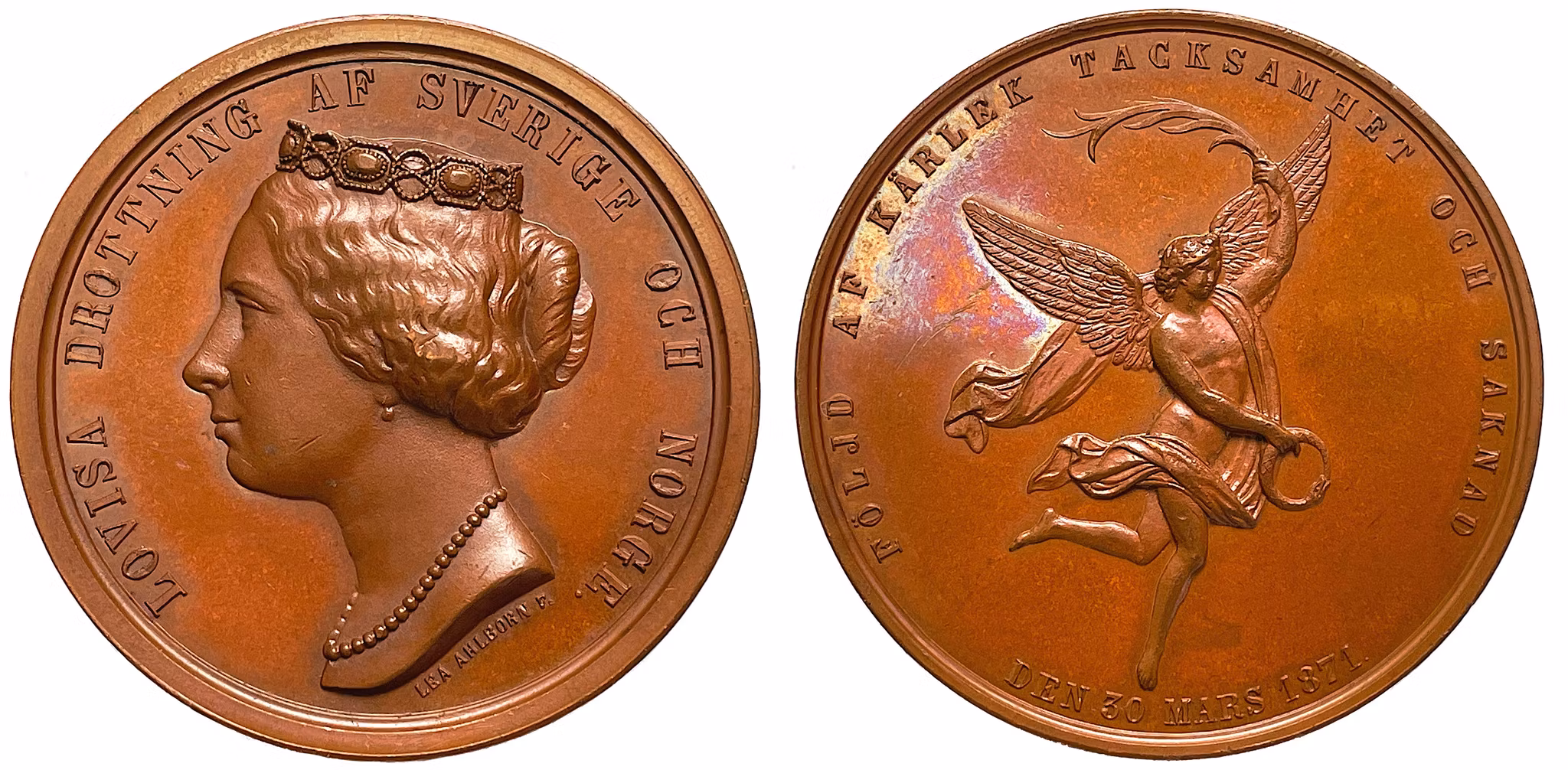 Drottning Lovisas död den 30 Mars 1871 av Lea Ahlborn - Sällsynt i brons - Vackert exemplar