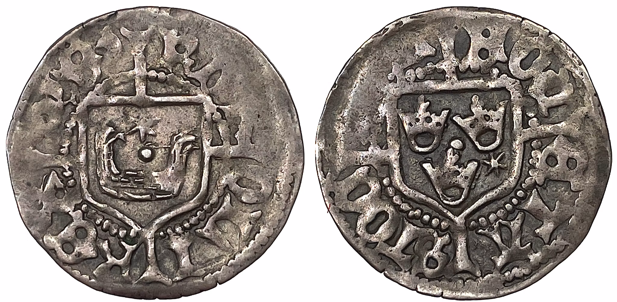 Karl Knutsson Bonde, STOCKHOLM. Örtug med Bondevapnet på stort kors