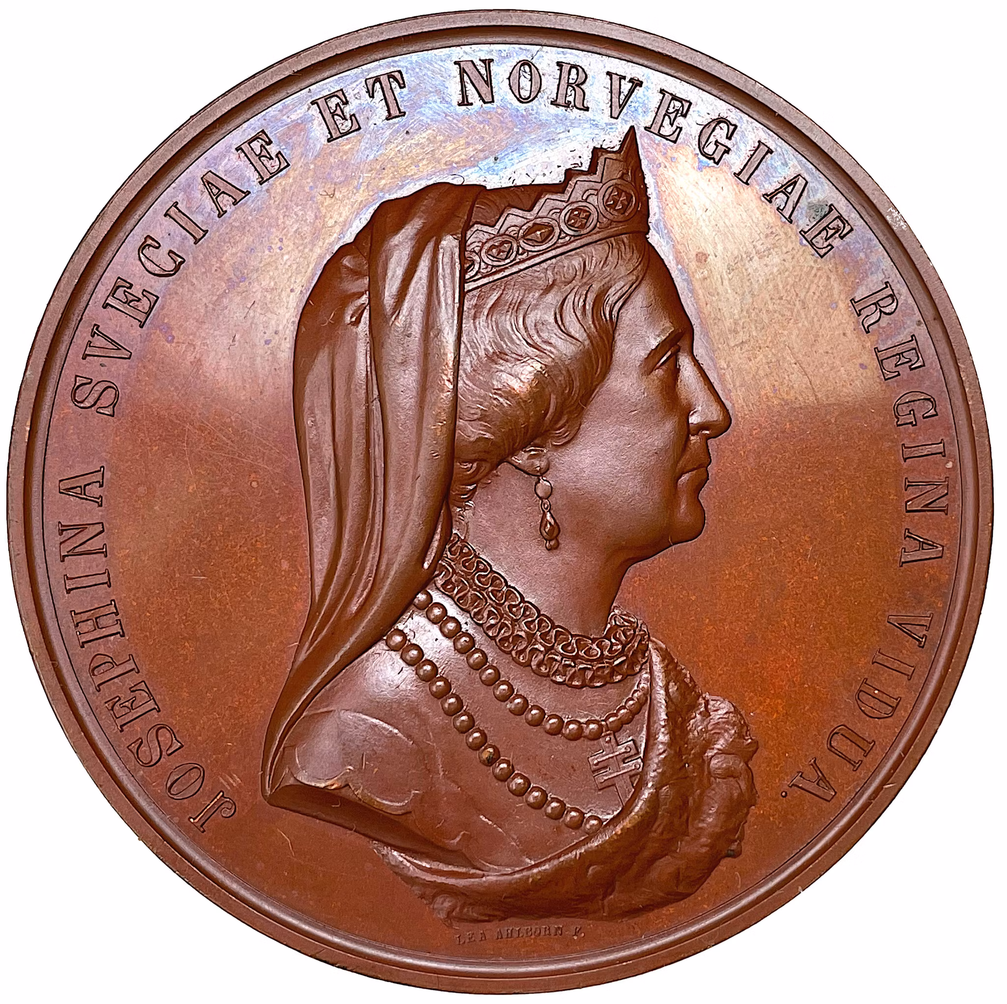 Femtioårs festen till minne af drottning Josephinas ankomst till Sverige 1823, firad den 13 juni 1873, graverad av Lea Ahlborn - Mycket vackert exemplar