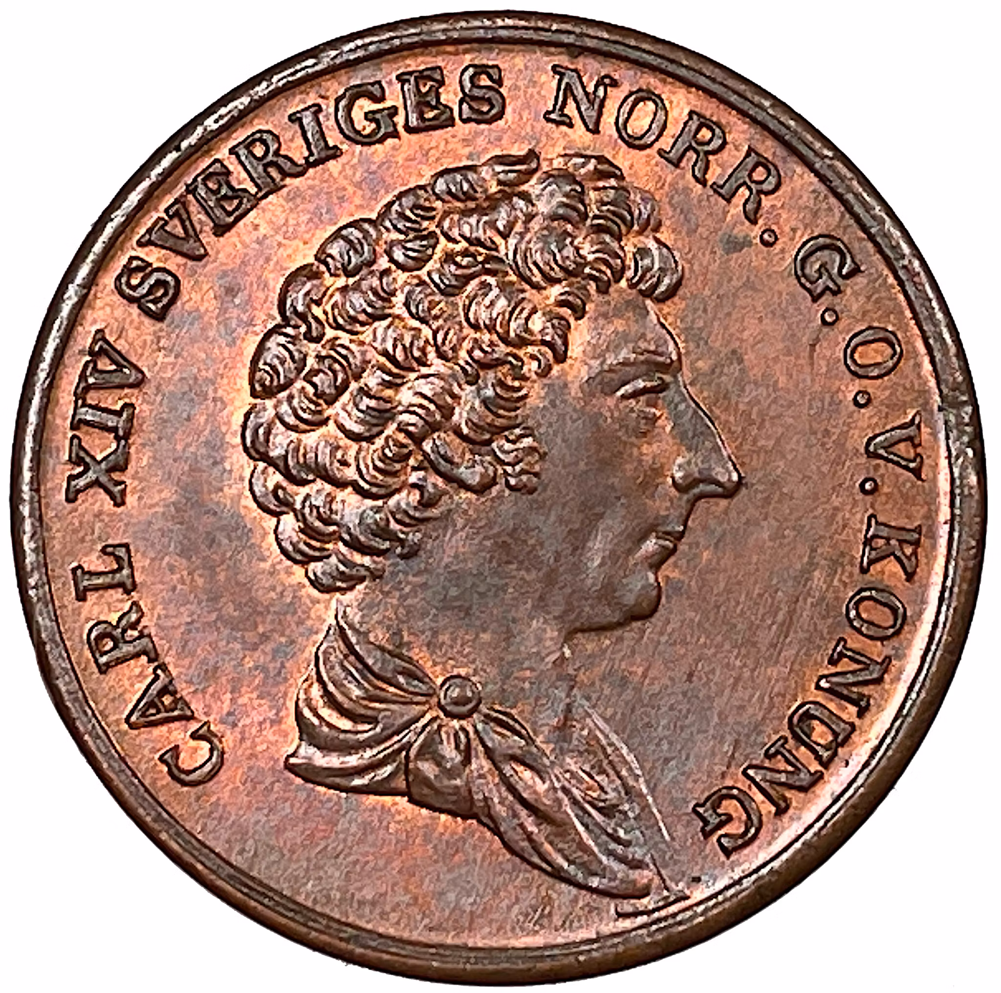 Karl XIV Johan, 1/6 Skilling 1832 Palmkvist, Vackert ocirkulerat rött exemplar