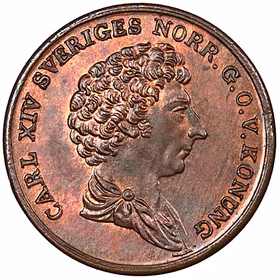 Karl XIV Johan, 1/6 Skilling 1832 Palmkvist, Vackert ocirkulerat rött exemplar