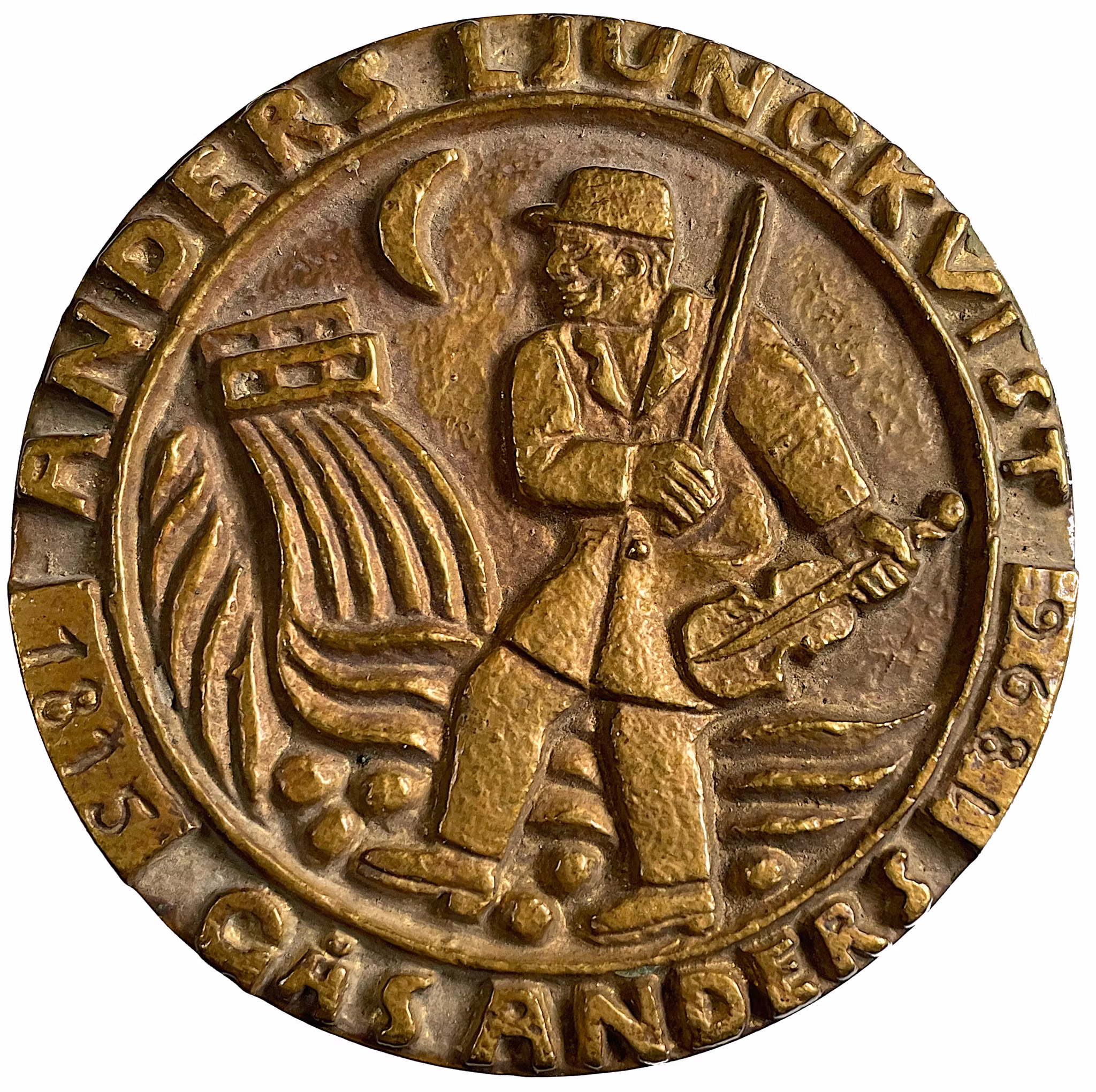 Gås-Andersmedaljen av Bror Hjorth, patinerad brons - MYCKET SÄLLSYNT - Endast 21 st utdelade