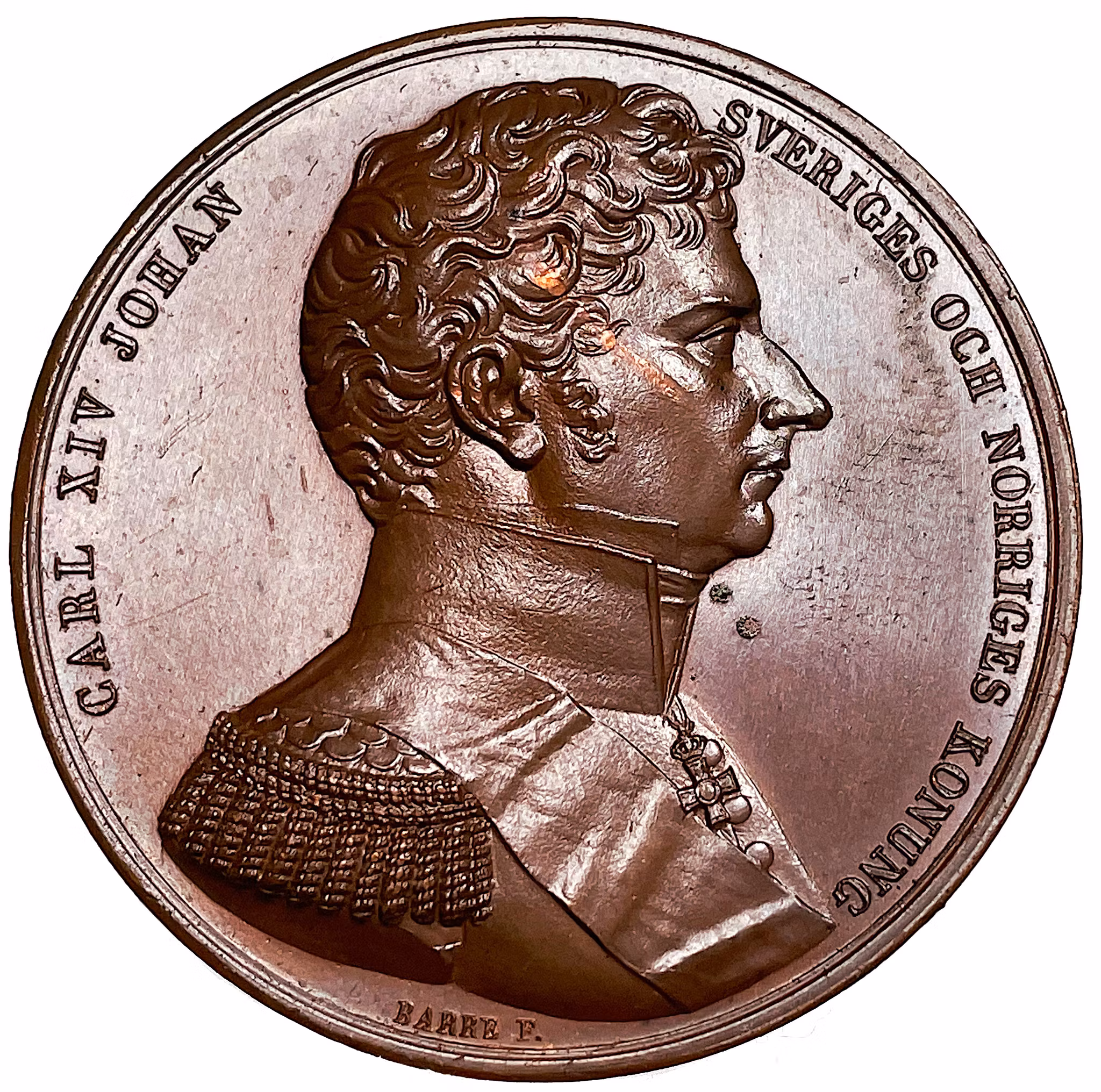 Karl XIV Johan - Minnesmedalj med konungens valspråk av Barre
