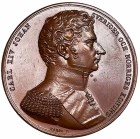Karl XIV Johan - Minnesmedalj med konungens valspråk av Barre