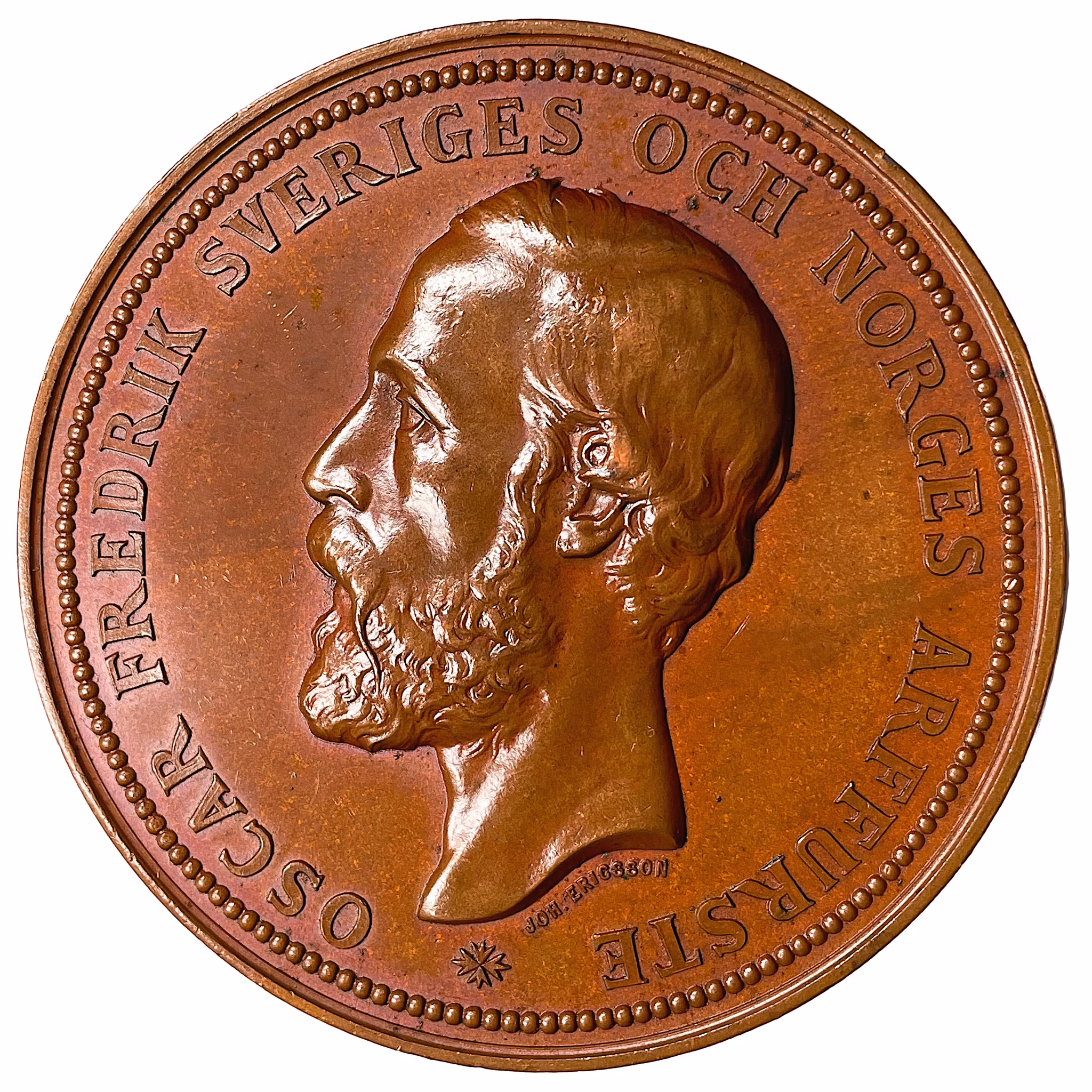 Hertik Oskar (II) som ordförande i kungliga centralkommitén för allmänna industri- och konstutställningen i Stockholm 1866 av John Ericsson