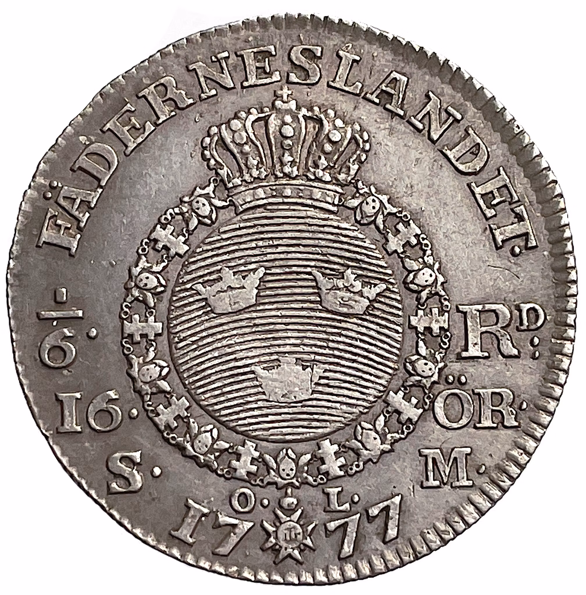 Gustav III - 1/6 Riksdaler - 16 Öre 1777 - Ett tilltalande exemplar