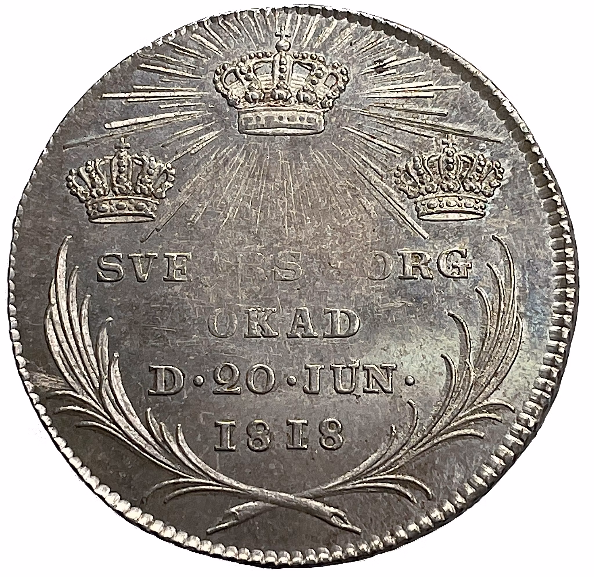 1/3 Riksdaler 1818 - Änkedrottning Hedvig Elizabet Charlottas begravning