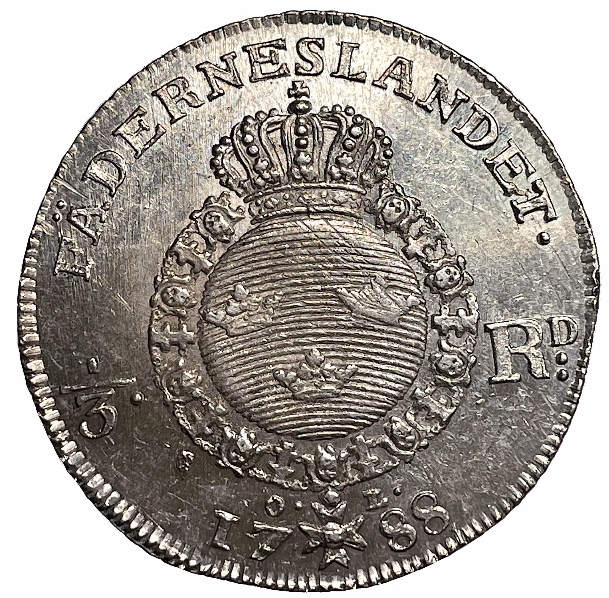 Gustav III, 1/3 Riksdaler 1788  - Ett vackert ocirkulerat exemplar med bottenstriering och fin lyster