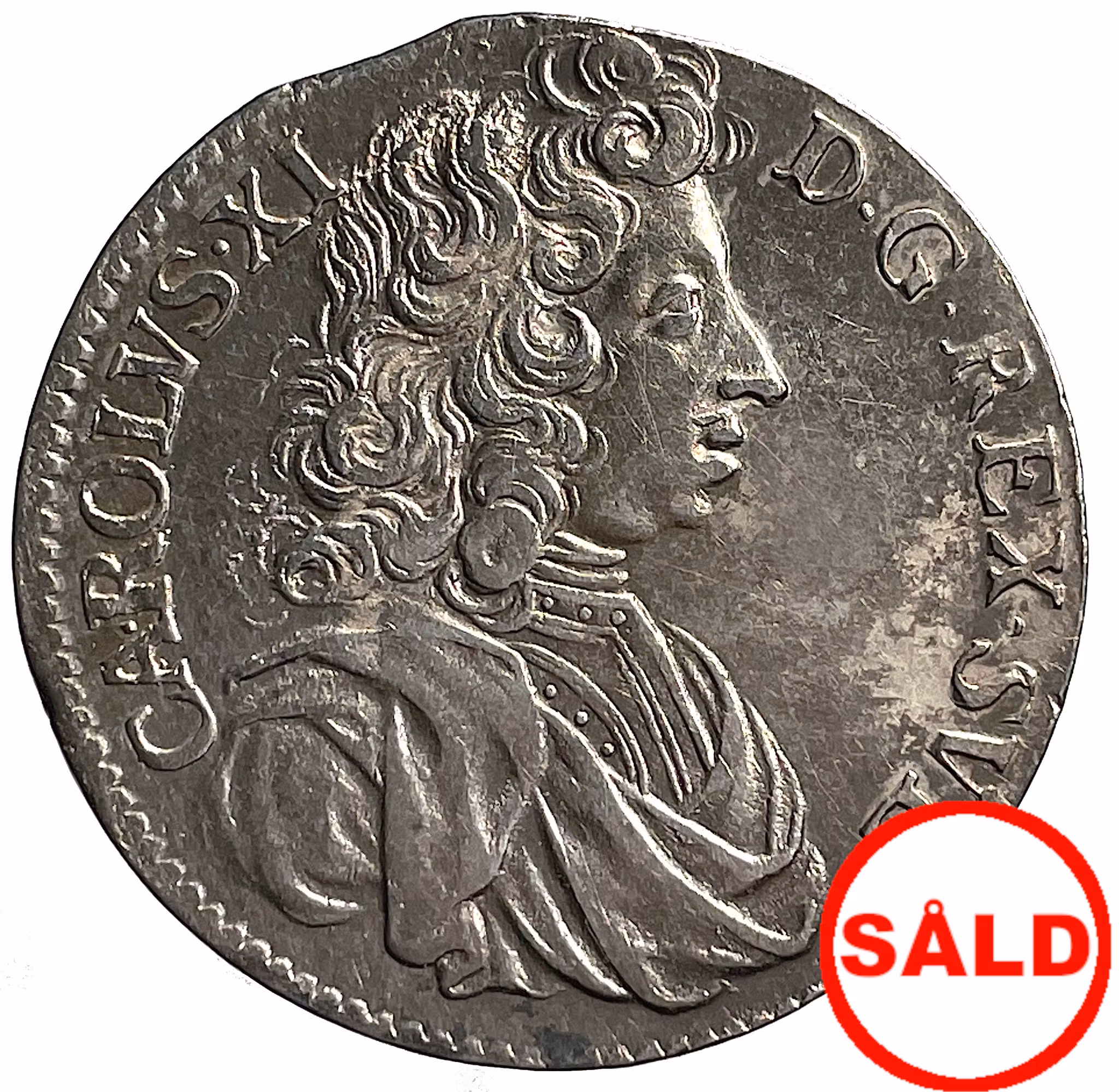 Karl XI, 2 Mark 1689  Ett Skarpt och tilltalande exemplar, obetydligt kantexemplar