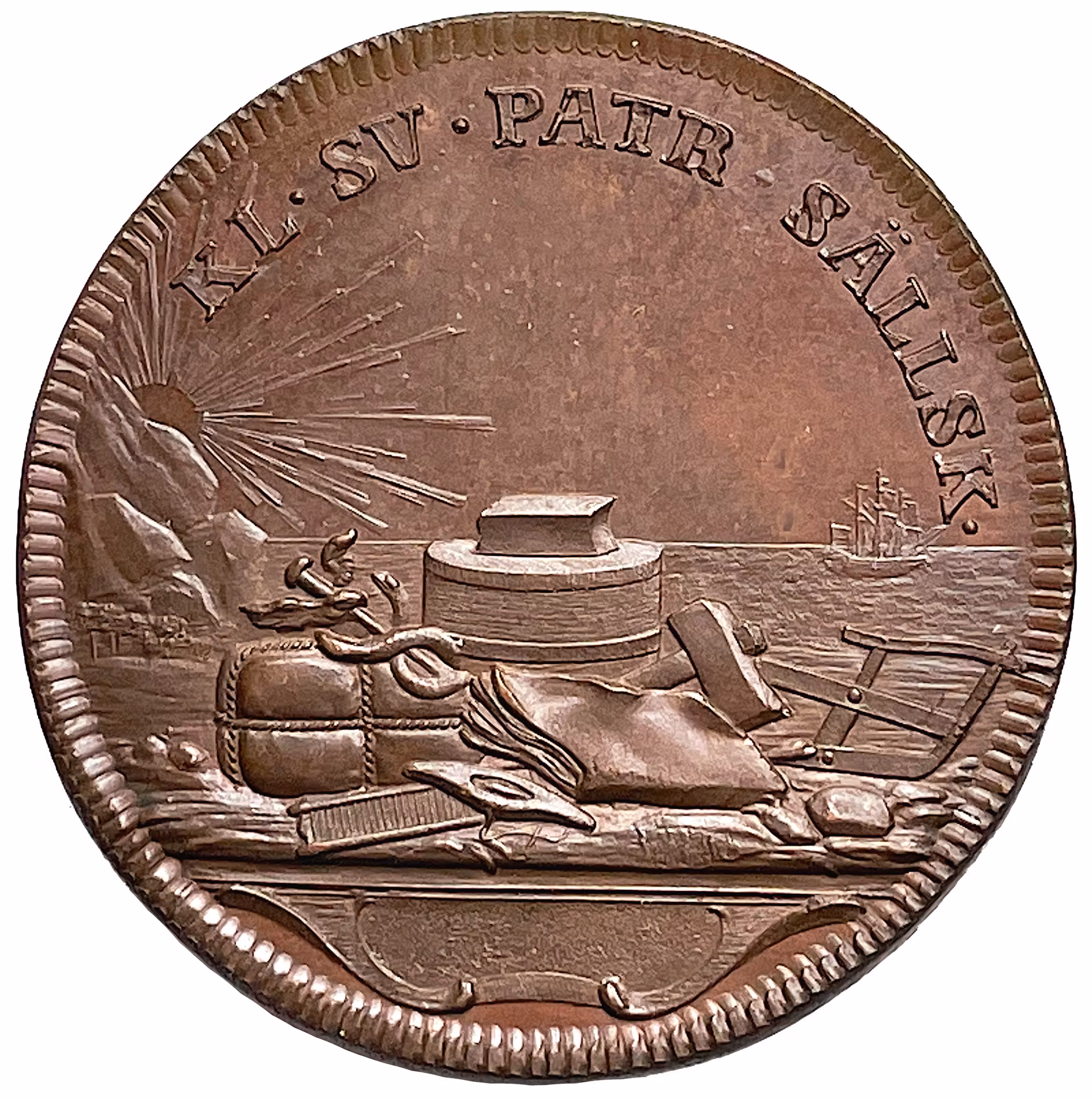 Kungliga Patriotiska Sällskapets belöningsmedalj av Gustaf Ljungberger (1772) - Ex. Bonde - Ett ocirkulerat toppexemplar - RAR