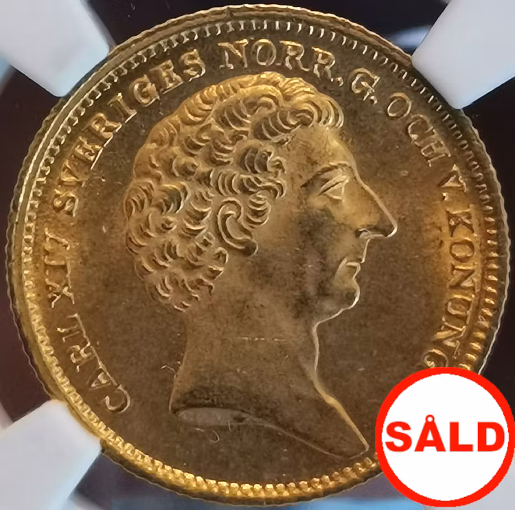 Sverige, Karl XIV Johan 1818-1844, 2 Dukater 1836 - 15 kända - TOPPEXEMPLAR MED FIN PROVENIENS!