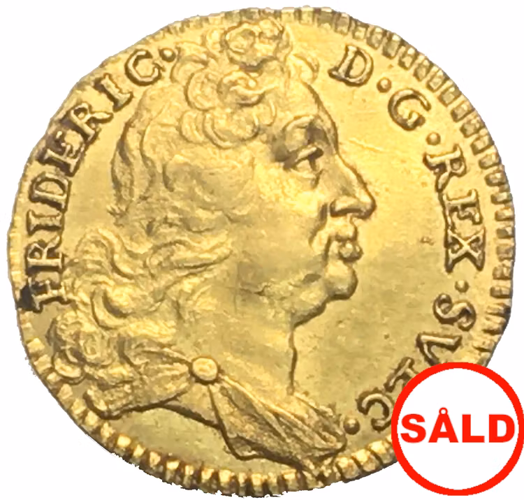 Fredrik I Guldmynt, 1/4 dukat 1733 - Vackert exemplar