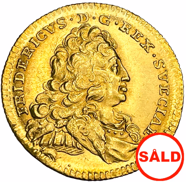 Fredrik I - Dukat 1738 av Ostindiskt guld - 11 kända exemplar i privat ägo - OCIRKULERAT TOPPEXEMPLAR